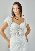 Short Sleeve Maxi Tulle Regular Wedding Dress abb223132 - Wedding Dress - Istanbul Fashion Center