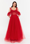 Off Shoulder Maxi Tulle A - Line Regular Prom Dress aln1571 - Prom Dress - Istanbul Fashion Center