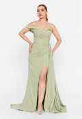 One Shoulder Maxi Crepe Mermaid Regular Evening Dress omn427 - Evening Dress - Istanbul Fashion Center