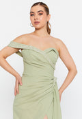 One Shoulder Maxi Crepe Mermaid Regular Evening Dress omn427 - Evening Dress - Istanbul Fashion Center