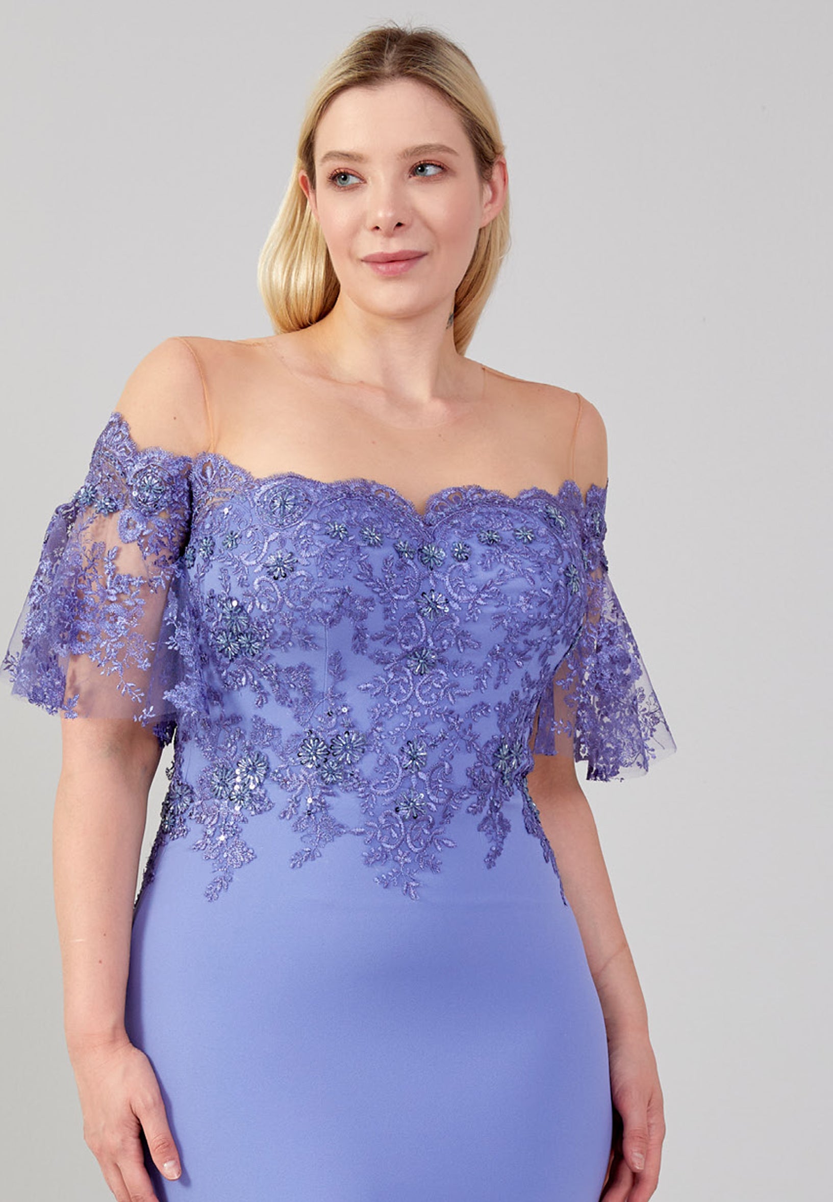 Short Sleeve Maxi Crepe Mermaid Plus Size Evening Dress omn654-b Short Sleeve Maxi Crepe Mermaid Plus Size Evening Dress omn654-b