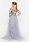 Off Shoulder Maxi Tulle A - Line Regular Prom Dress prl736 - Prom Dress - Istanbul Fashion Center