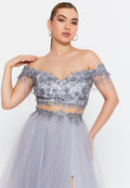 Off Shoulder Maxi Tulle A - Line Regular Prom Dress prl736 - Prom Dress - Istanbul Fashion Center