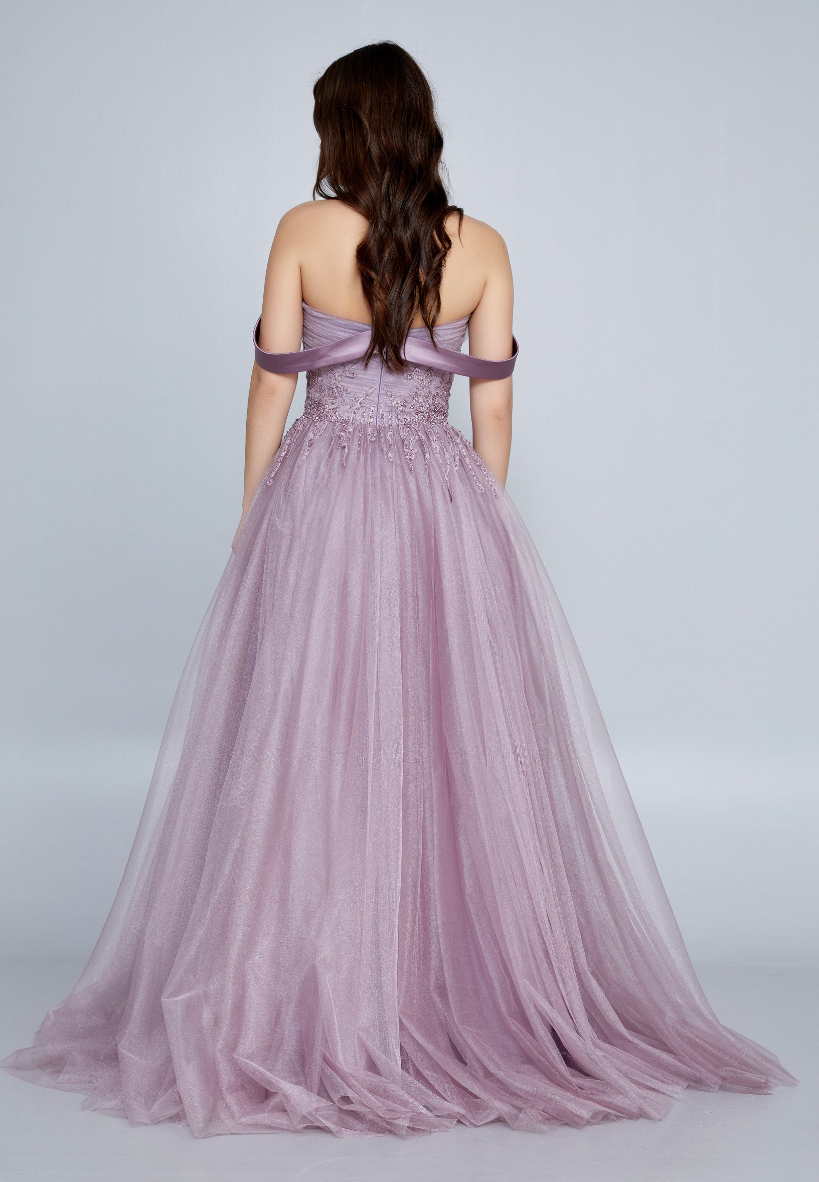 Off Shoulder Maxi Tulle A - Line Regular Prom Dress omn620 - Prom Dress - Istanbul Fashion Center