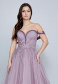 Off Shoulder Maxi Tulle A - Line Regular Prom Dress omn620 - Prom Dress - Istanbul Fashion Center