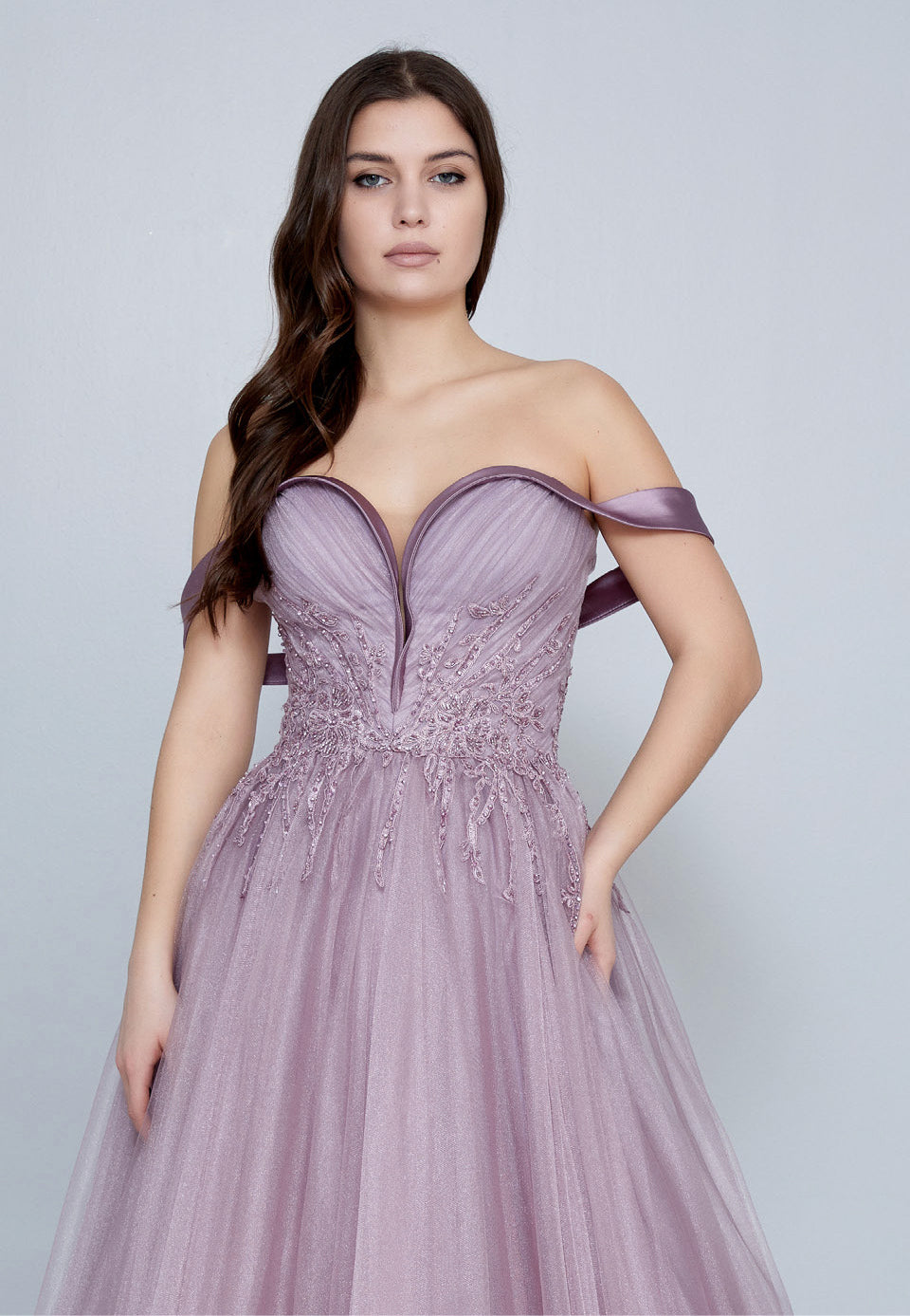 Off Shoulder Maxi Tulle A - Line Regular Prom Dress omn620 - Prom Dress - Istanbul Fashion Center