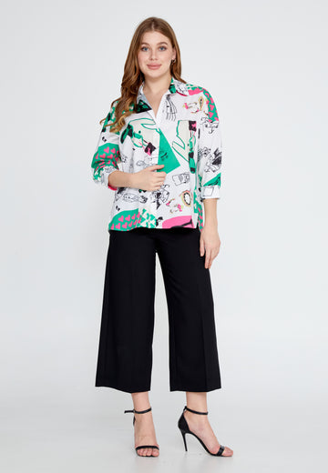 Mid-Length Printed Regular Shirt mrk923-5221