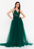 Sleeveless Maxi Tulle A - Line Regular Prom Dress aln1559 - Prom Dress - Istanbul Fashion Center