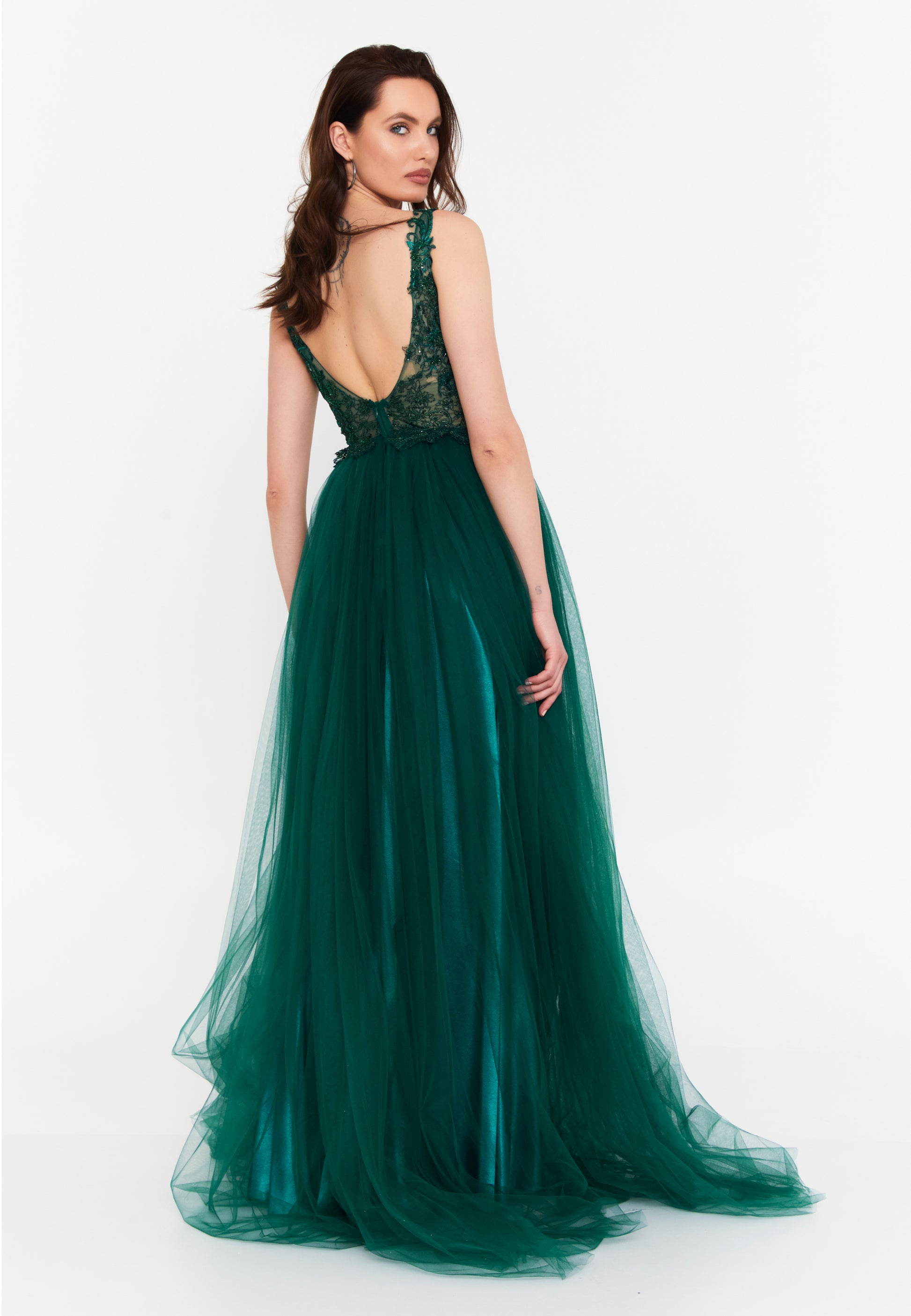 Sleeveless Maxi Tulle A - Line Regular Prom Dress aln1559 - Prom Dress - Istanbul Fashion Center