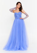 Off Shoulder Maxi Tulle A - Line Regular Prom Dress prl718 - Prom Dress - Istanbul Fashion Center