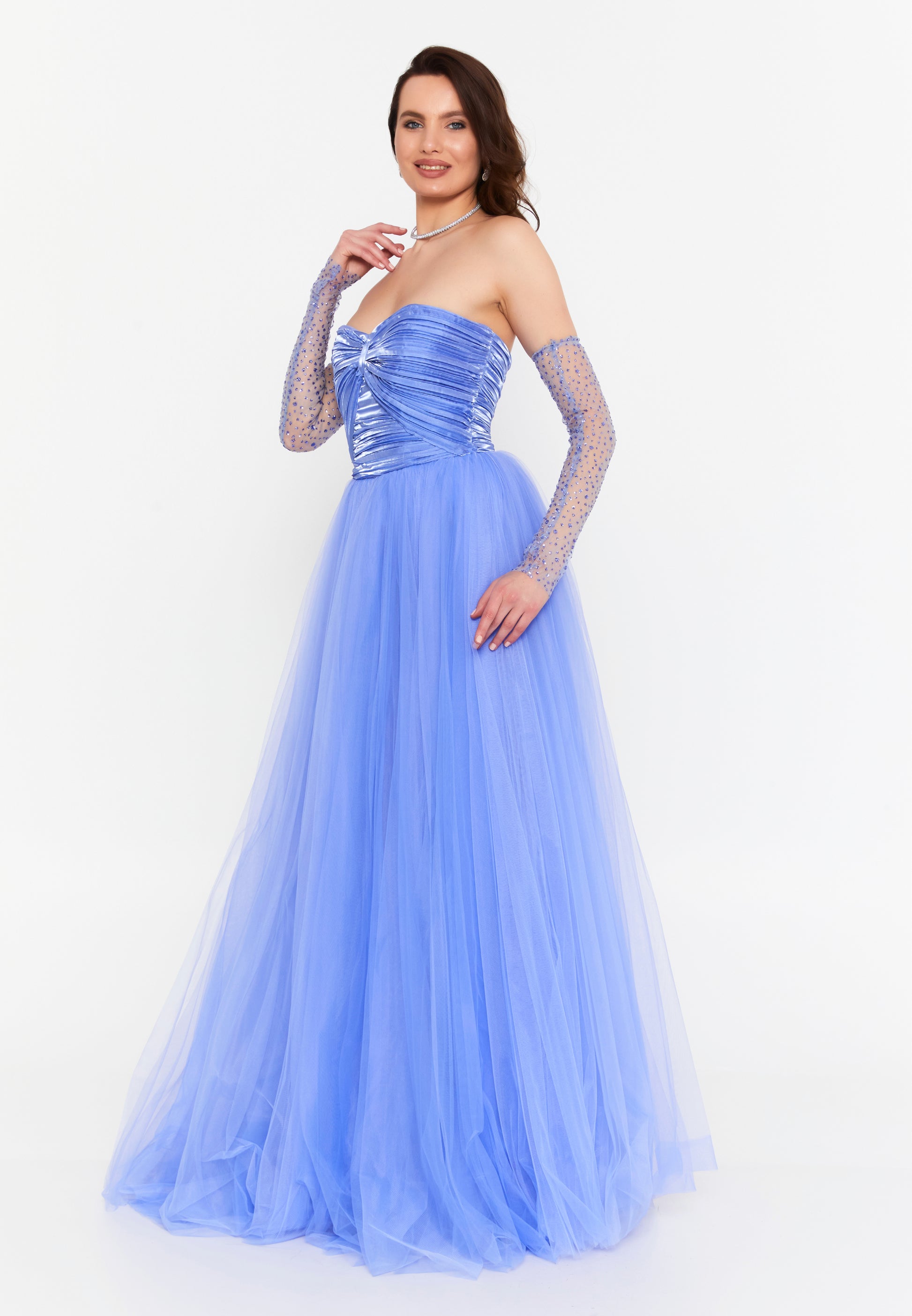 Off Shoulder Maxi Tulle A - Line Regular Prom Dress prl718 - Prom Dress - Istanbul Fashion Center