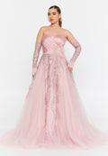 Off Shoulder Maxi Tulle A - Line Regular Prom Dress omn602 - Prom Dress - Istanbul Fashion Center