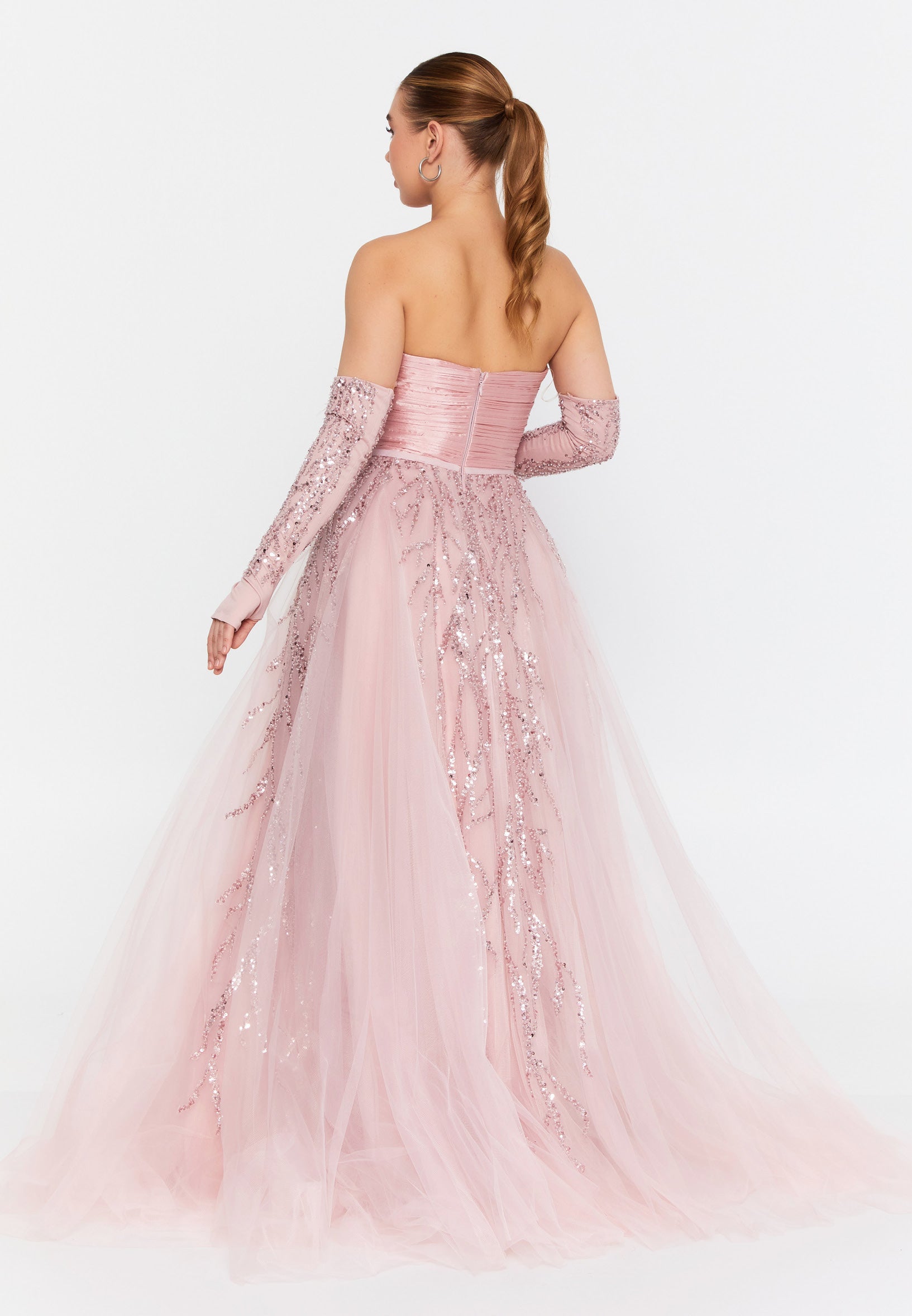 Off Shoulder Maxi Tulle A - Line Regular Prom Dress omn602 - Prom Dress - Istanbul Fashion Center