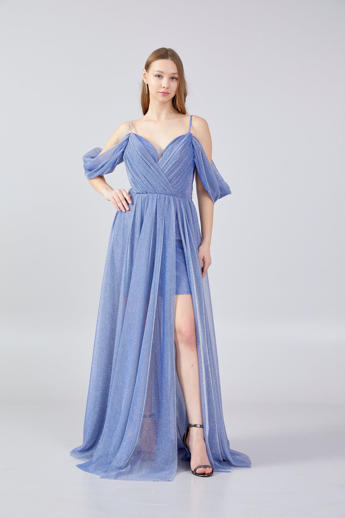 bridesmaid dresses istanbul Off Shoulder Maxi Chiffon Column Regular Wedding Guest Dress ses2786 - Wedding Guest Dress Color:C-Slate Grey