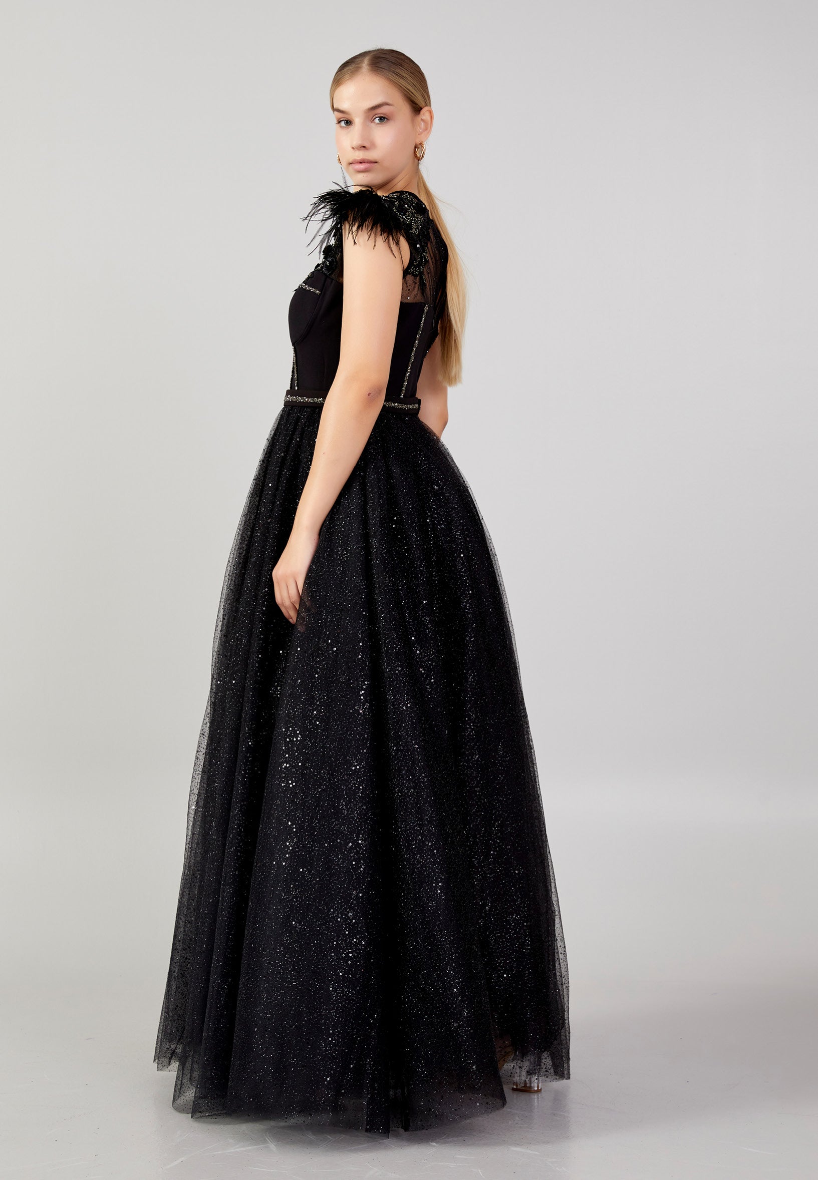 Sleeveless Maxi Tulle A - Line Plus Size Prom Dress mtn2272-1 - Prom Dress - Istanbul Fashion Center