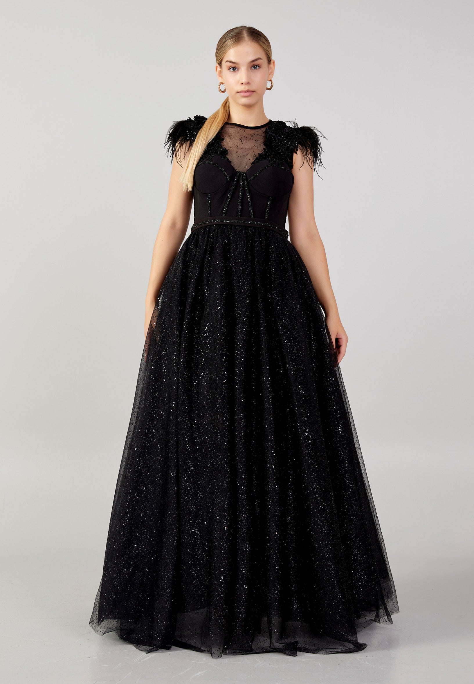 Sleeveless Maxi Tulle A - Line Plus Size Prom Dress mtn2272-1 - Prom Dress - Istanbul Fashion Center