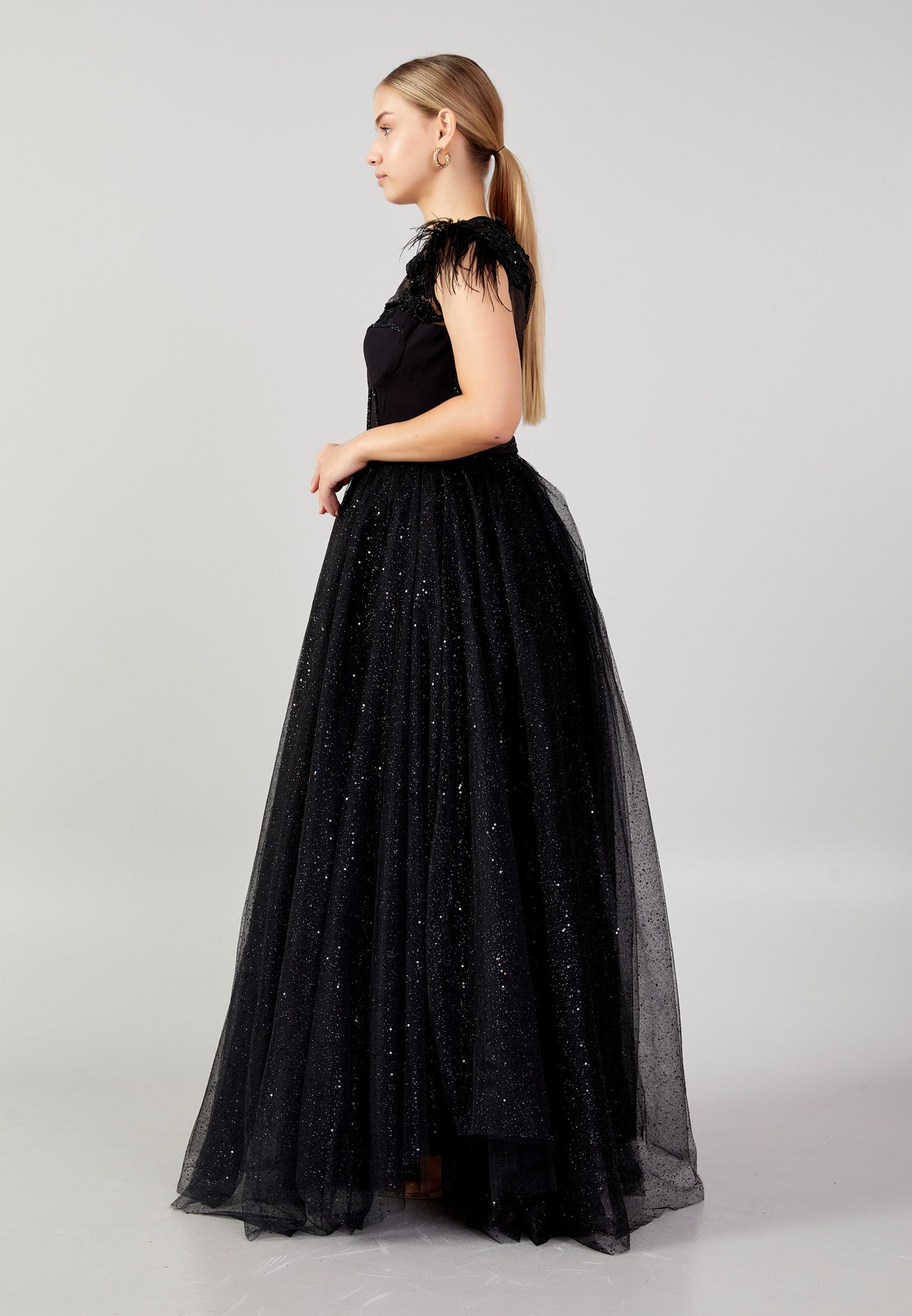 Sleeveless Maxi Tulle A - Line Plus Size Prom Dress mtn2272-1 - Prom Dress - Istanbul Fashion Center