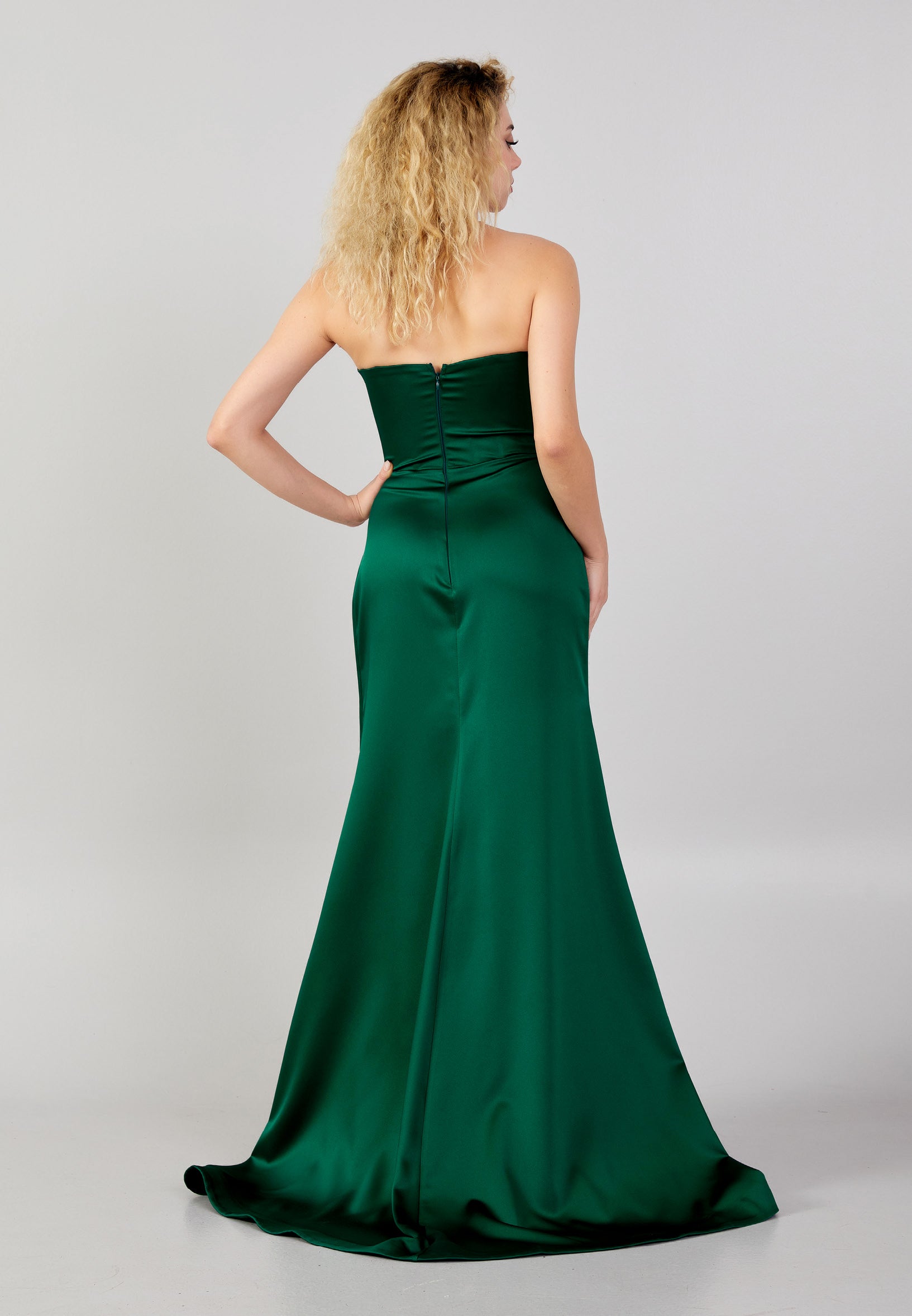 Strapless Maxi Satin Mermaid Regular Wedding Guest Dress aln1424 - Wedding Guest Dress - Istanbul Fashion Center