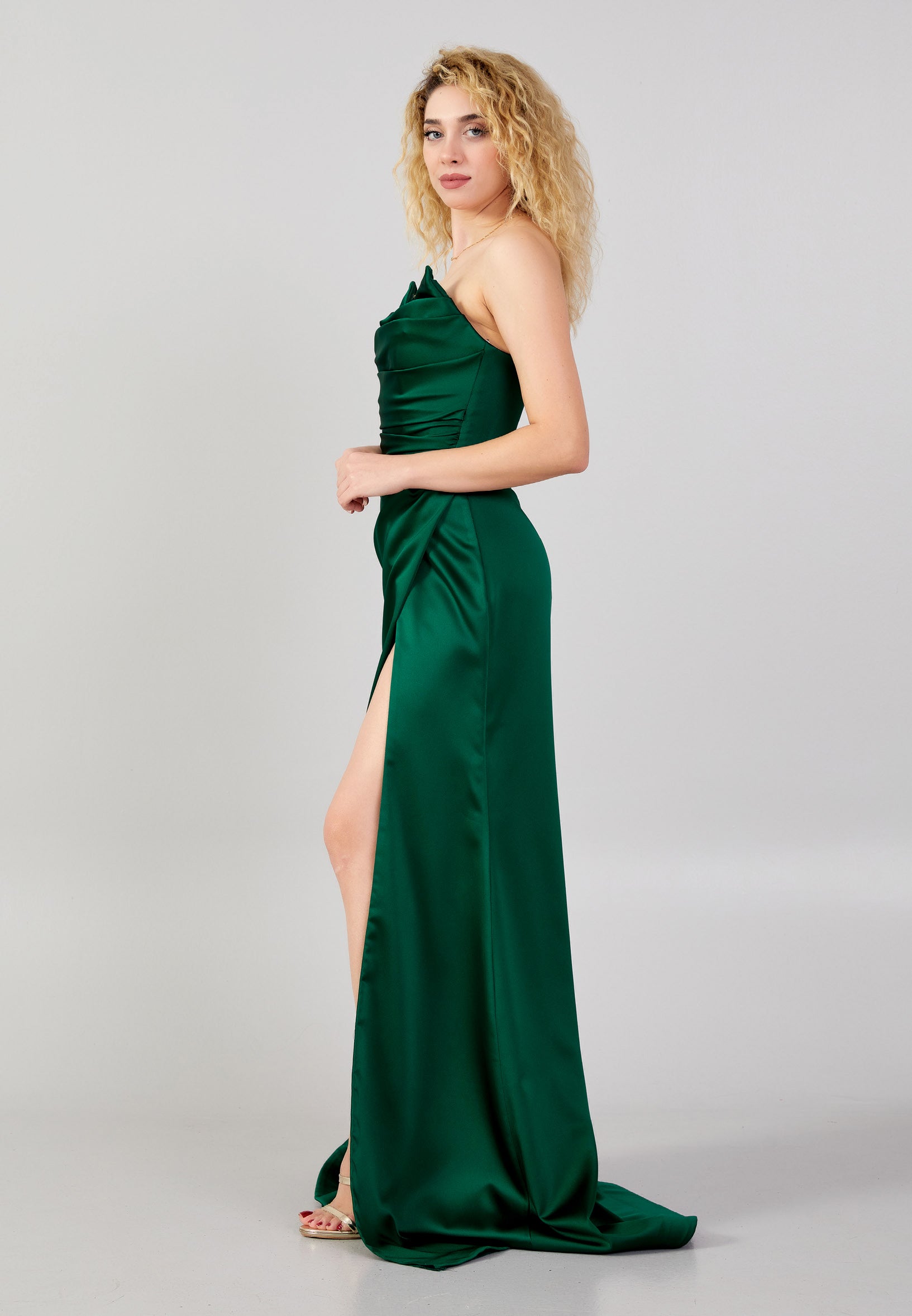 Strapless Maxi Satin Mermaid Regular Wedding Guest Dress aln1424 - Wedding Guest Dress - Istanbul Fashion Center