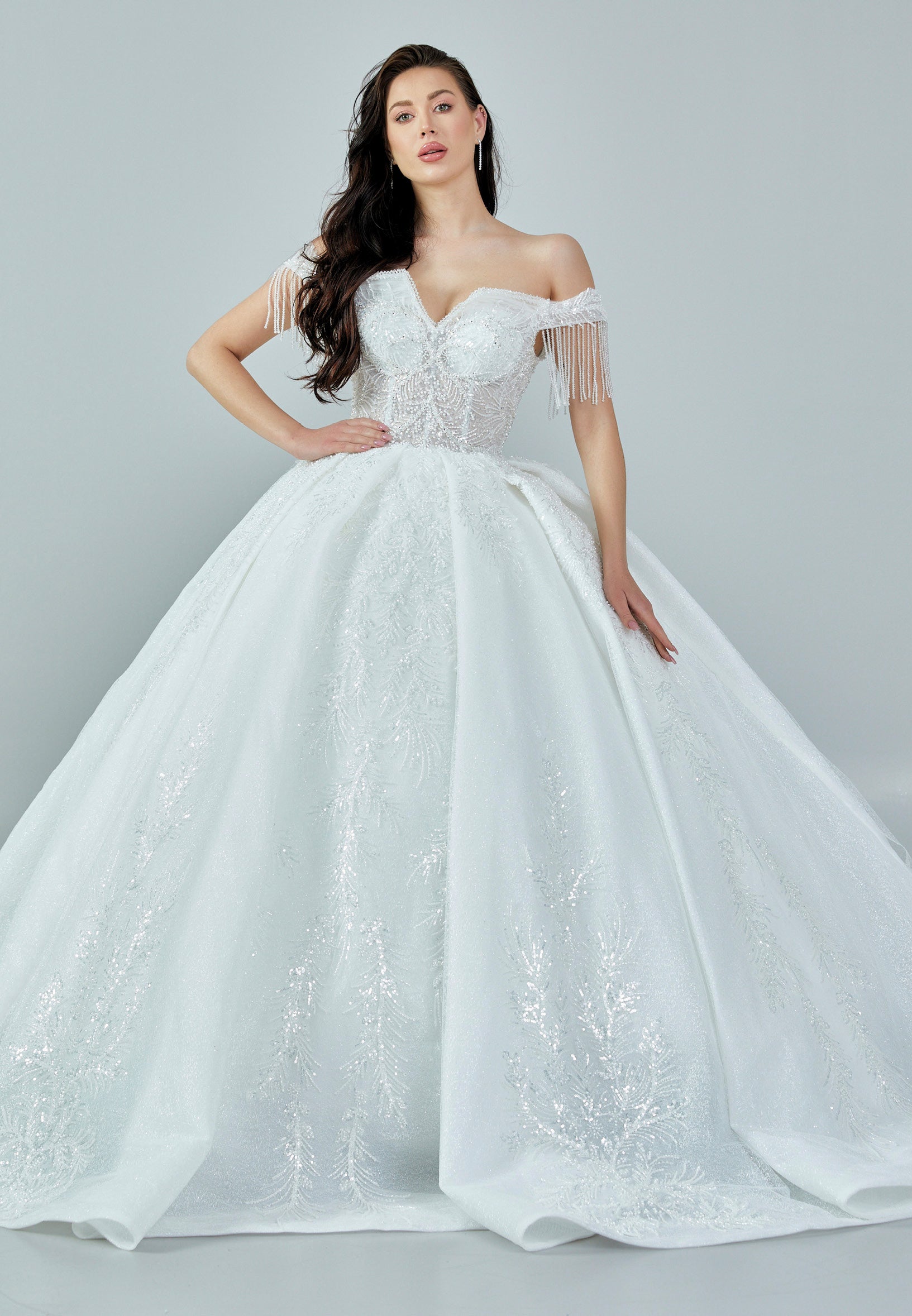 Sleeveless Maxi Tulle Regular Wedding Dress abb23028 - Wedding Dress - Istanbul Fashion Center