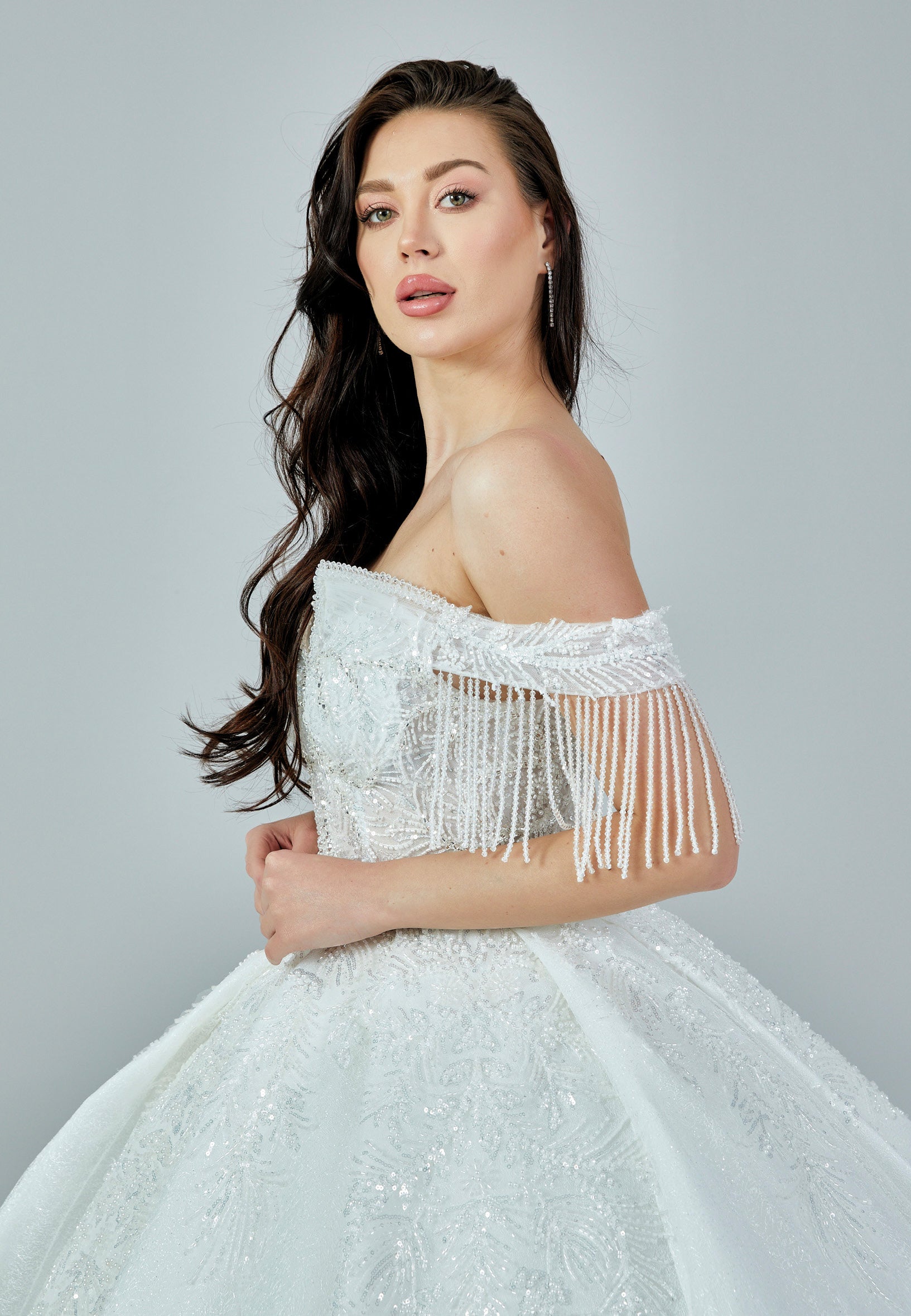 Sleeveless Maxi Tulle Regular Wedding Dress abb23028 - Wedding Dress - Istanbul Fashion Center
