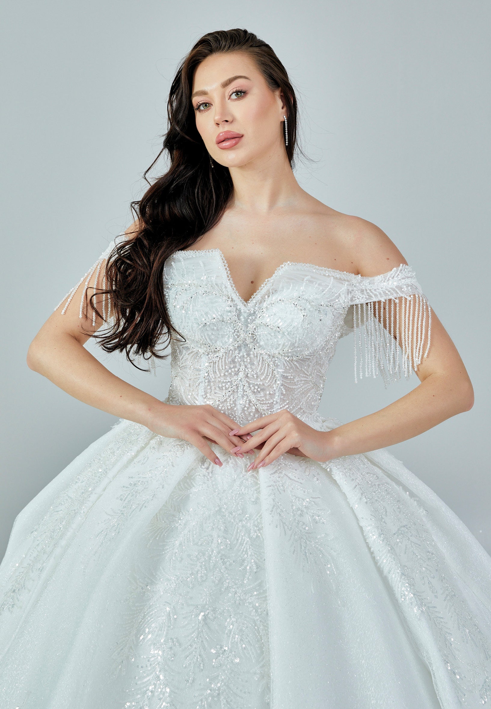 Sleeveless Maxi Tulle Regular Wedding Dress abb23028 - Wedding Dress - Istanbul Fashion Center