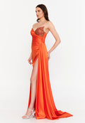 Strapless Maxi Satin Column Regular Wedding Guest Dress aln1502 - Wedding Guest Dress - Istanbul Fashion Center
