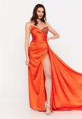 Strapless Maxi Satin Column Regular Wedding Guest Dress aln1502 - Wedding Guest Dress - Istanbul Fashion Center