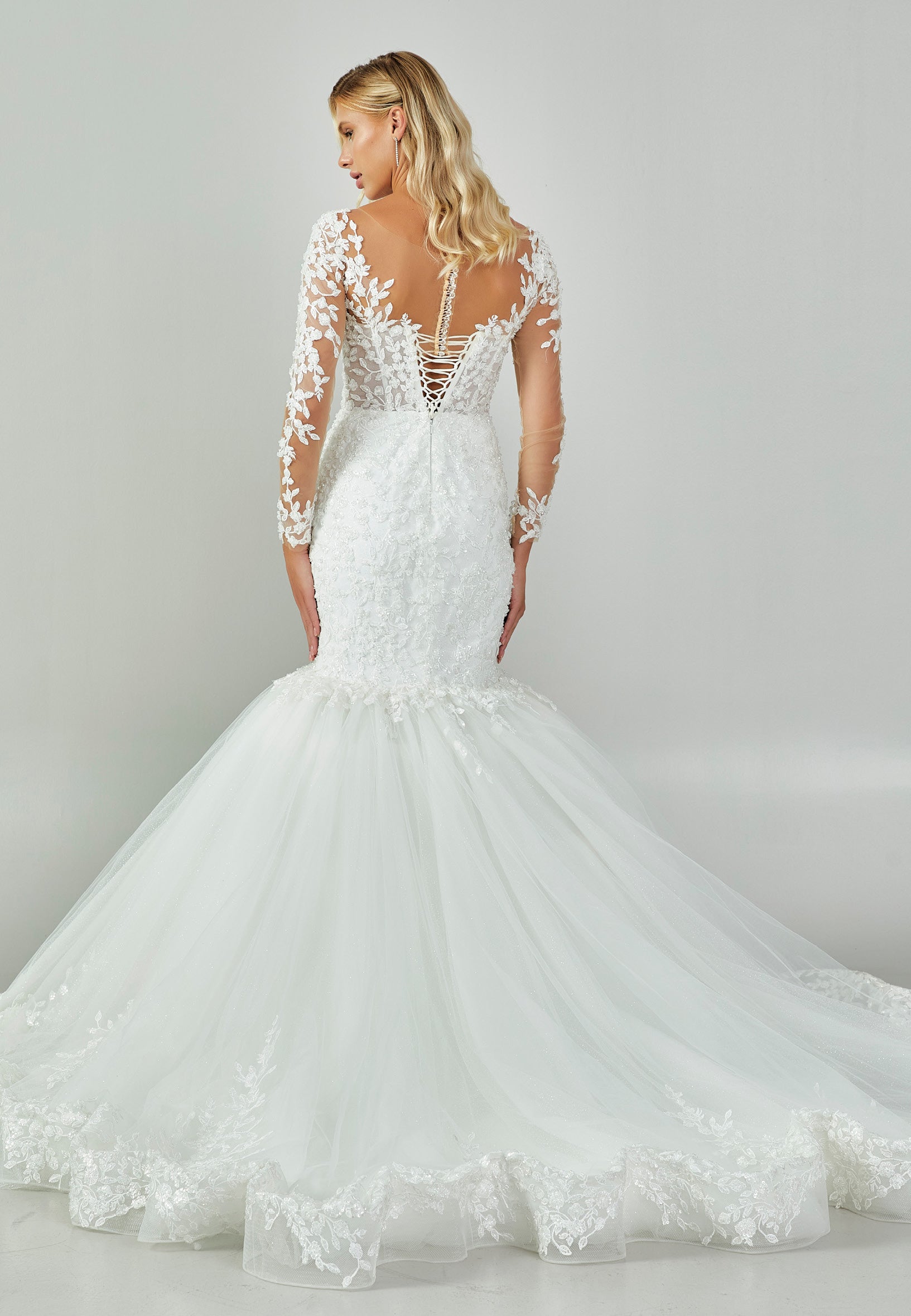 Long Sleeve Maxi Tulle Regular Wedding Dress abb23043 - Wedding Dress - Istanbul Fashion Center