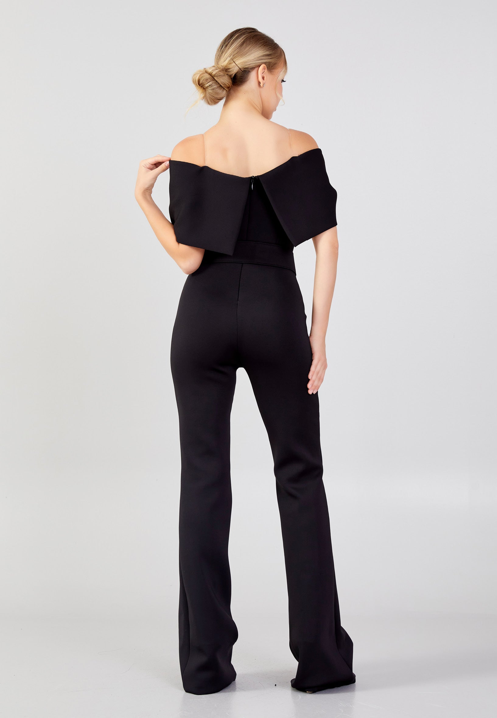 Off Shoulder Crepe Regular Fit Regular Evening Jumpsuit gyg24k7002 - Evening Jumpsuit - Istanbul Fashion Center