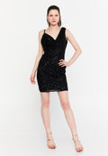 Sleeveless Mini Sequin Column Regular Cocktail Dress aln1805 - Cocktail Dress - Istanbul Fashion Center