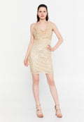 Sleeveless Mini Sequin Column Regular Cocktail Dress aln1805 - Cocktail Dress - Istanbul Fashion Center