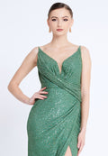 Sleeveless Maxi Sequin Mermaid Regular Wedding Guest Dress aln1804 - Wedding Guest Dress - Istanbul Fashion Center