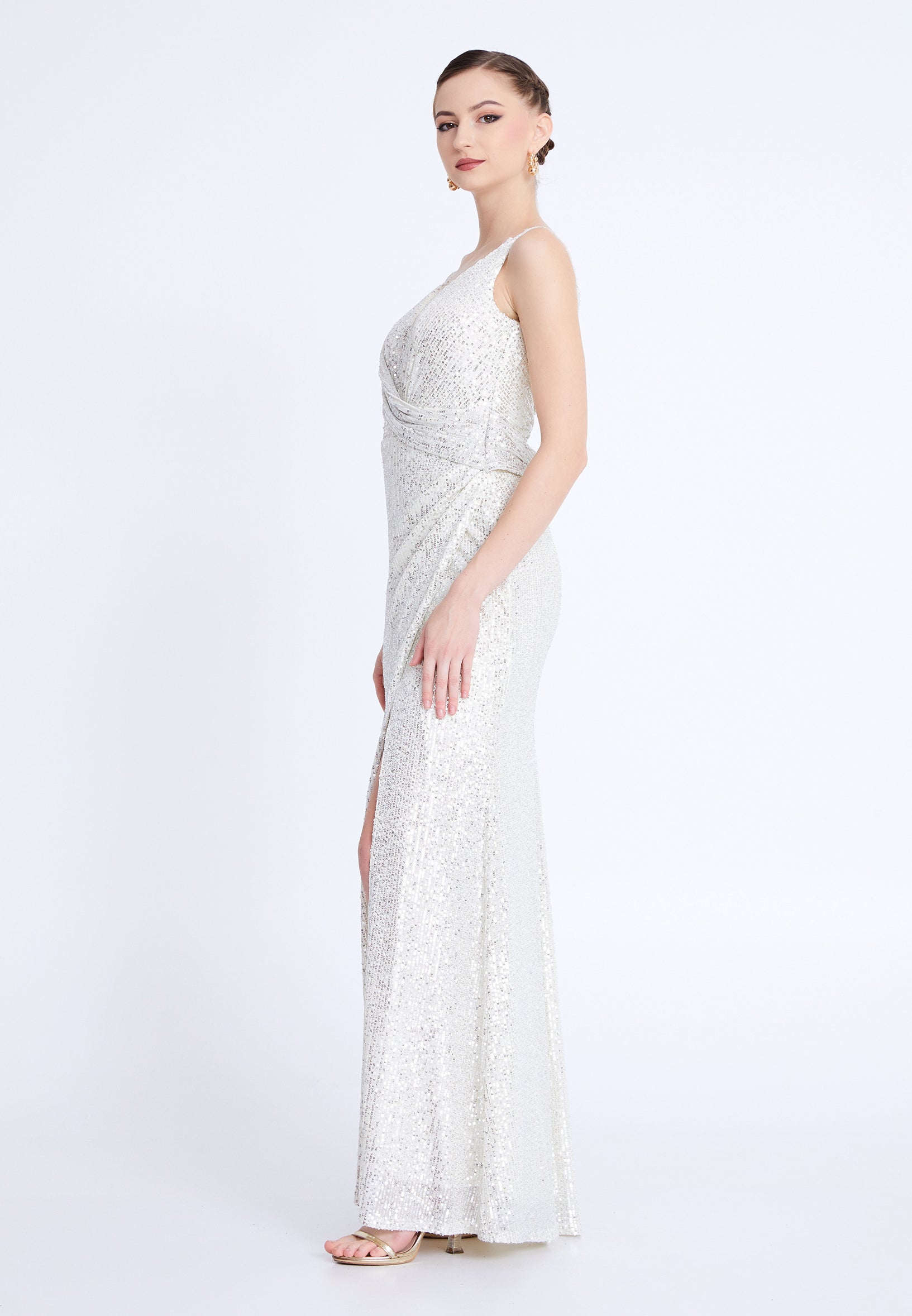 Sleeveless Maxi Sequin Mermaid Regular Wedding Guest Dress aln1804 - Wedding Guest Dress - Istanbul Fashion Center