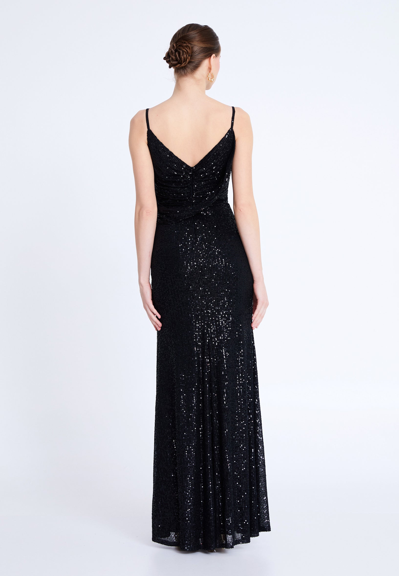 Sleeveless Maxi Sequin Mermaid Regular Wedding Guest Dress aln1804 - Wedding Guest Dress - Istanbul Fashion Center