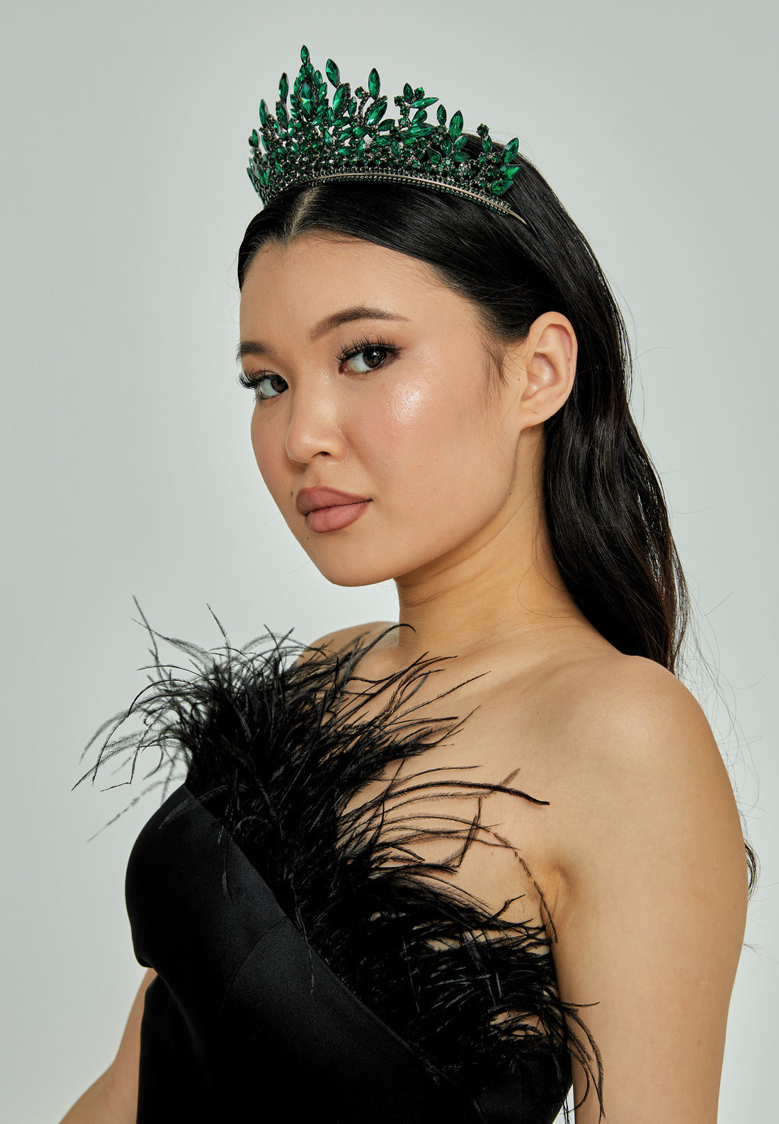 Crystal Green Bride Crown abas300 - Bridal Accessories - Istanbul Fashion Center