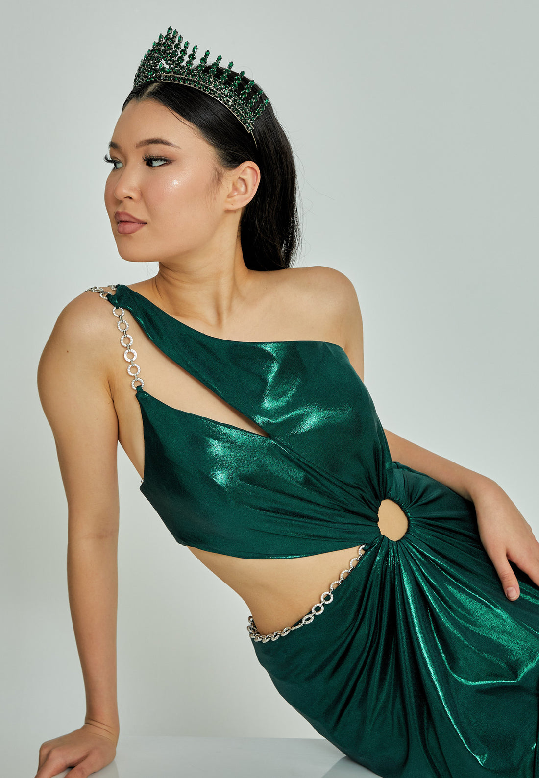 Crystal Green Bride Crown abas300-1 - Bridal Accessories - Istanbul Fashion Center