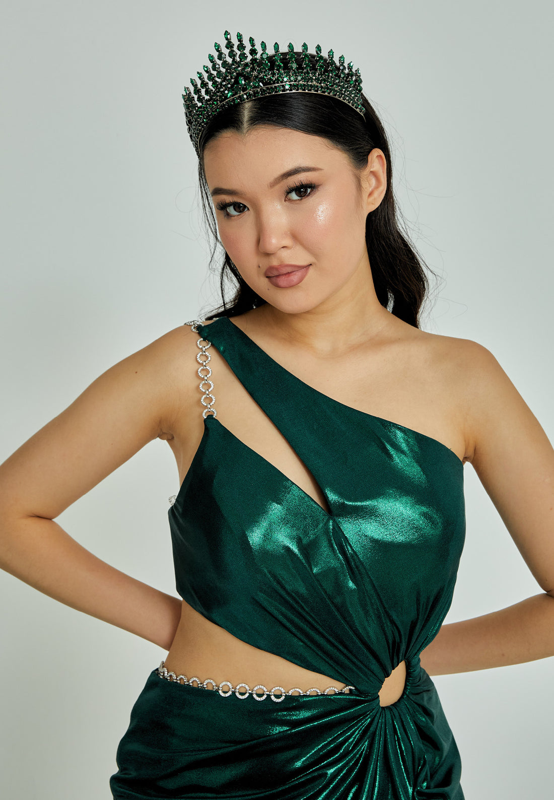 Crystal Green Bride Crown abas300-1 - Bridal Accessories - Istanbul Fashion Center