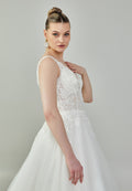 Sleeveless Maxi Tulle Regular Wedding Dress jmrm227 - Wedding Dress - Istanbul Fashion Center