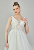 Sleeveless Maxi Tulle Regular Wedding Dress jmrm227 - Wedding Dress - Istanbul Fashion Center