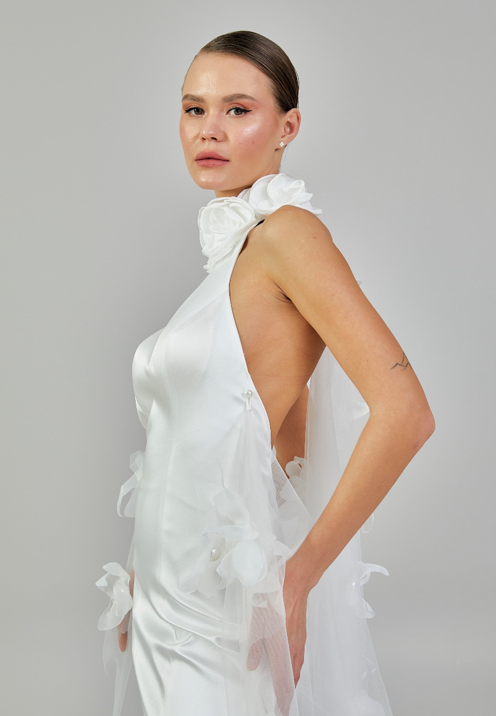 Sleeveless Maxi Satin Regular Wedding Dress sodmodel-3 - Wedding Dress - Istanbul Fashion Center