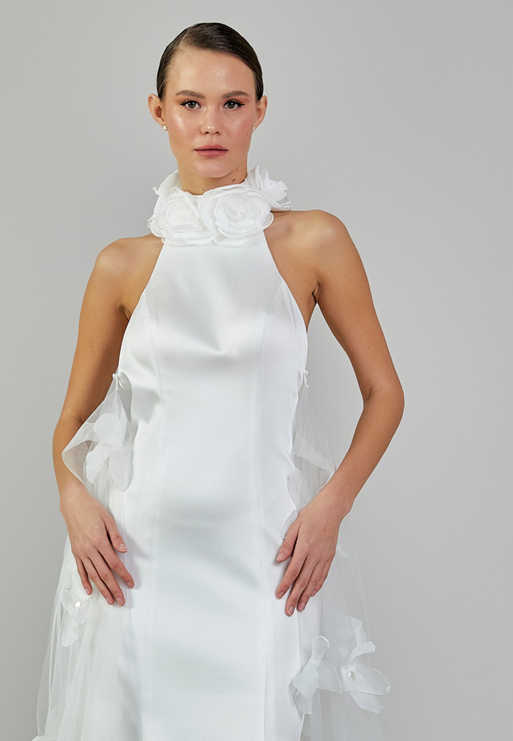 Sleeveless Maxi Satin Regular Wedding Dress sodmodel-3 - Wedding Dress - Istanbul Fashion Center