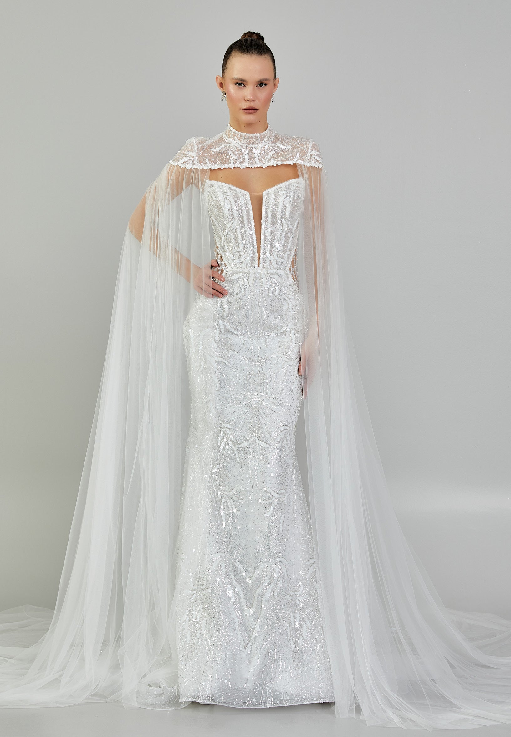 Sleeveless Maxi Sequin Regular Wedding Dress abbab218u - Wedding Dress - Istanbul Fashion Center