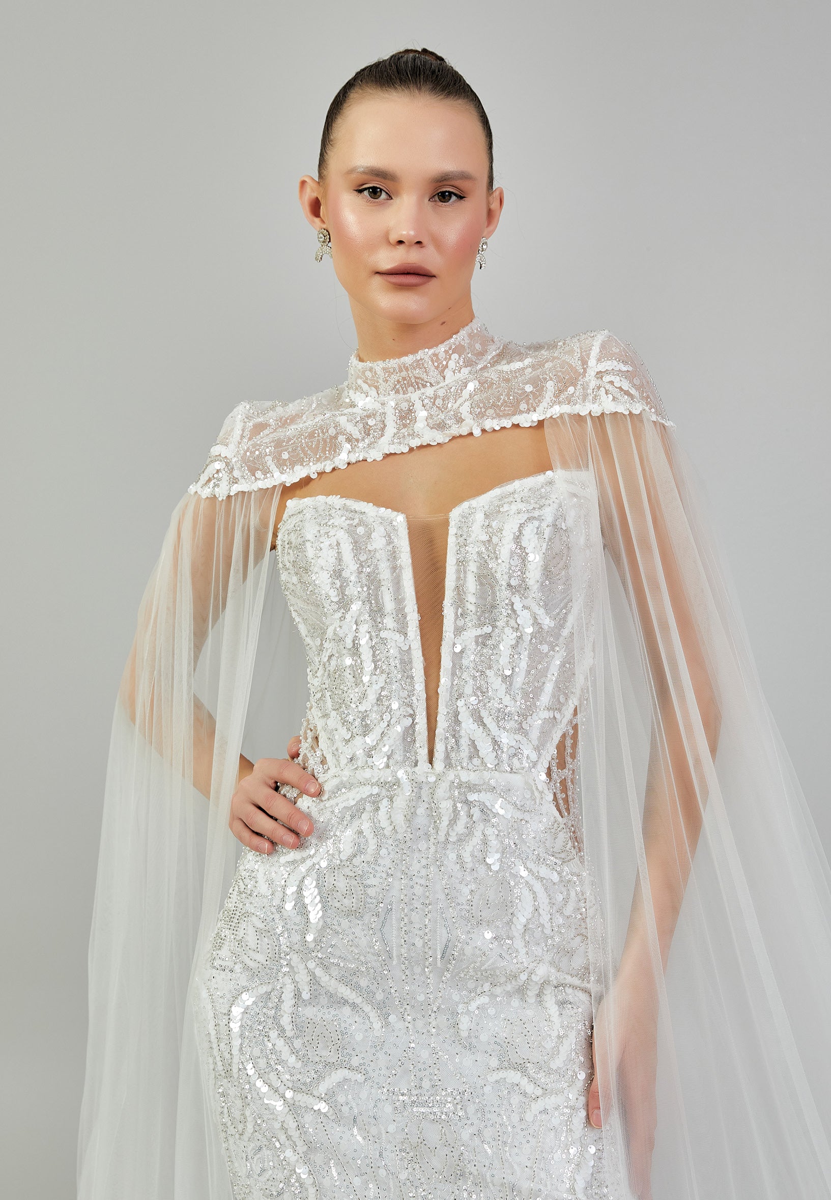 Sleeveless Maxi Sequin Regular Wedding Dress abbab218u - Wedding Dress - Istanbul Fashion Center