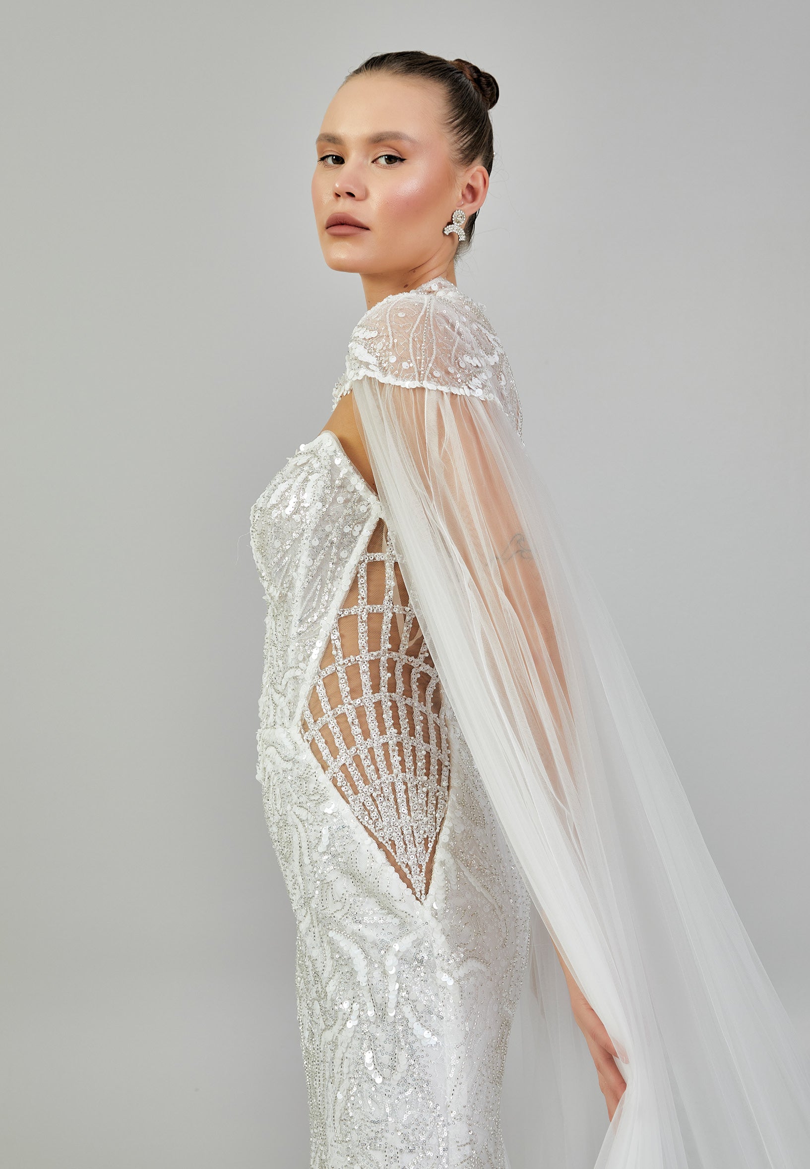 Sleeveless Maxi Sequin Regular Wedding Dress abbab218u - Wedding Dress - Istanbul Fashion Center