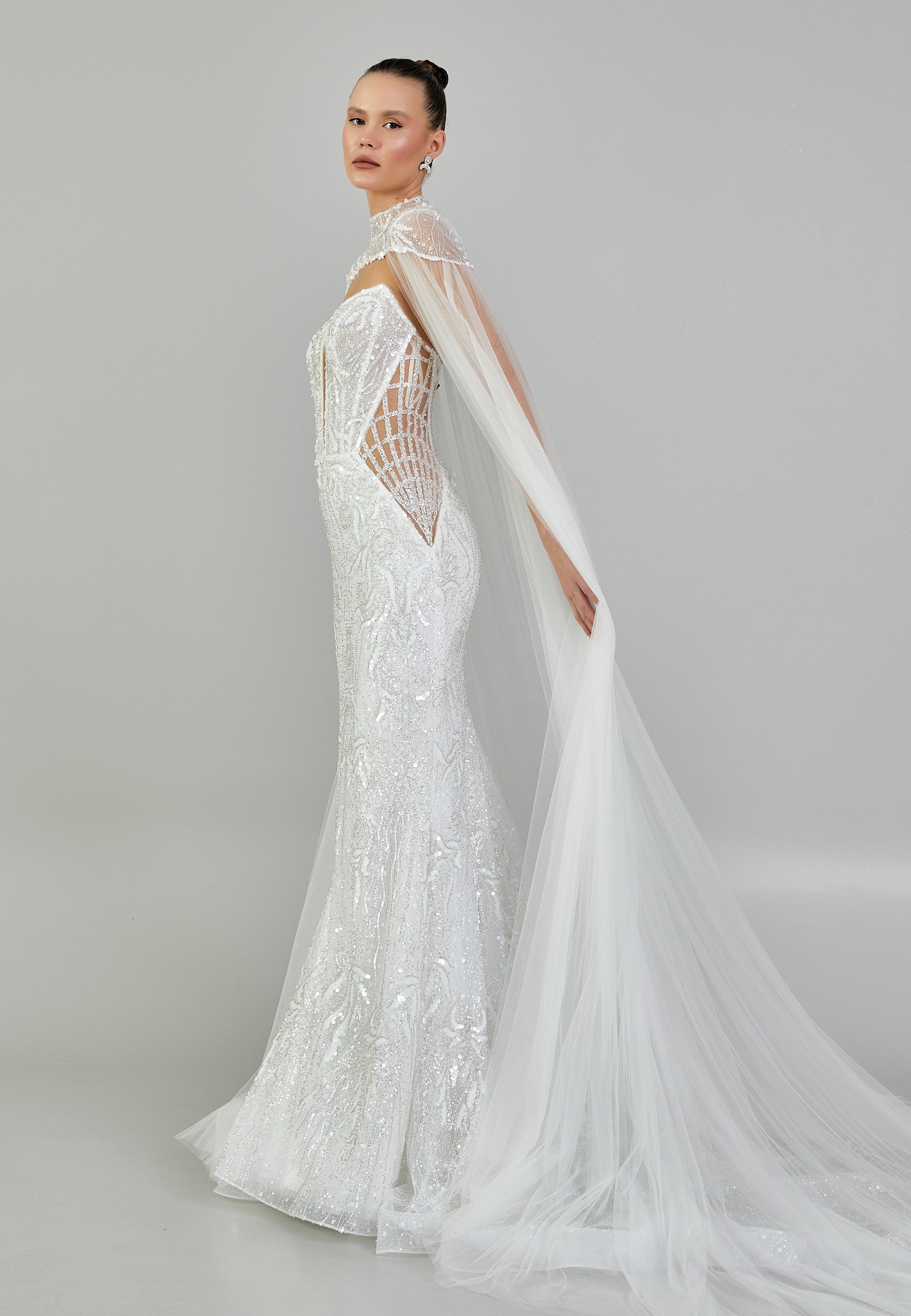 Sleeveless Maxi Sequin Regular Wedding Dress abbab218u - Wedding Dress - Istanbul Fashion Center