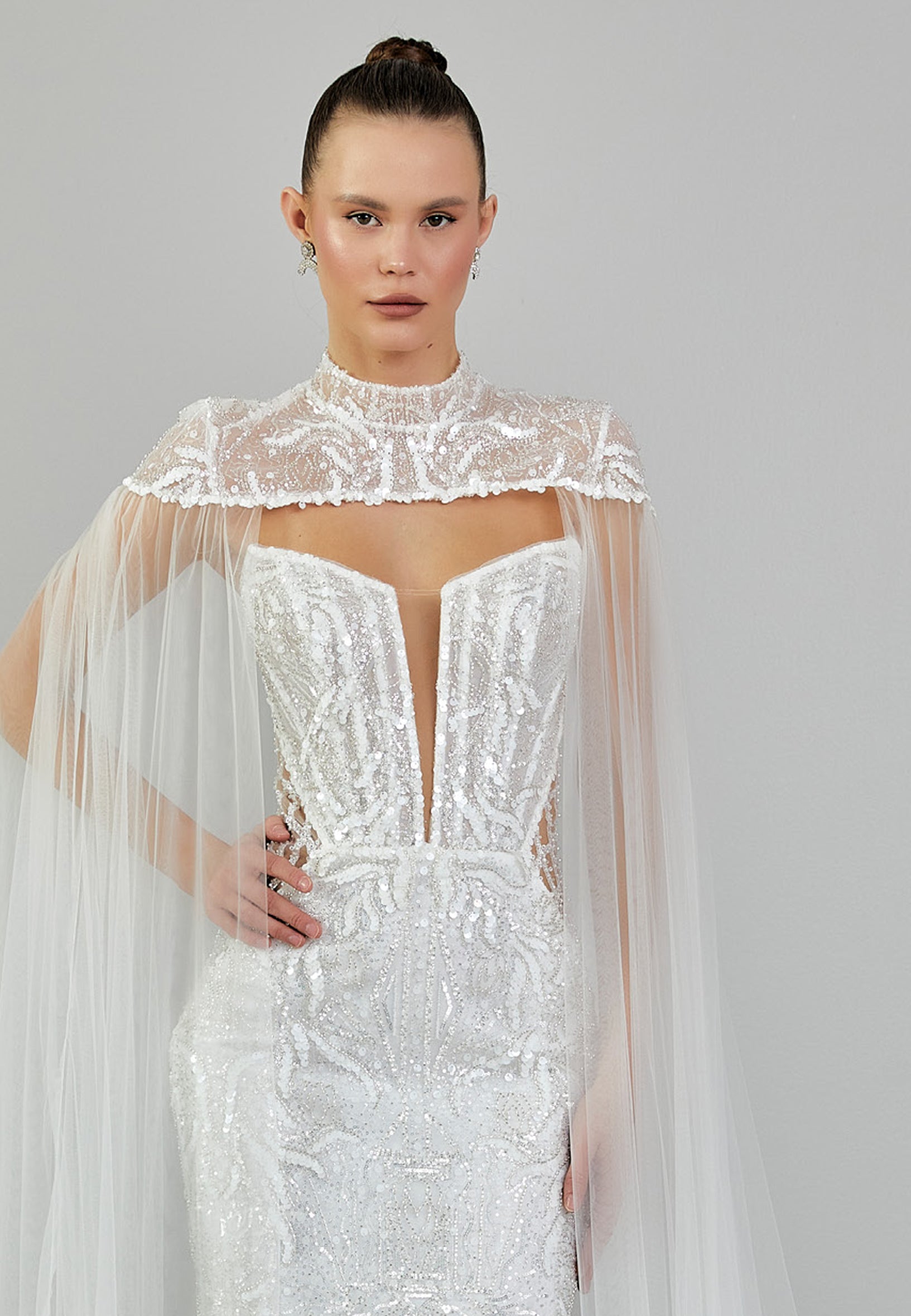 Sleeveless Maxi Sequin Regular Wedding Dress abbab218u - Wedding Dress - Istanbul Fashion Center