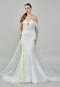 Off Shoulder Maxi Tulle Regular Wedding Dress jmrj512 - Wedding Dress - Istanbul Fashion Center