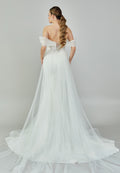 Off Shoulder Maxi Tulle Regular Wedding Dress jmrj512 - Wedding Dress - Istanbul Fashion Center