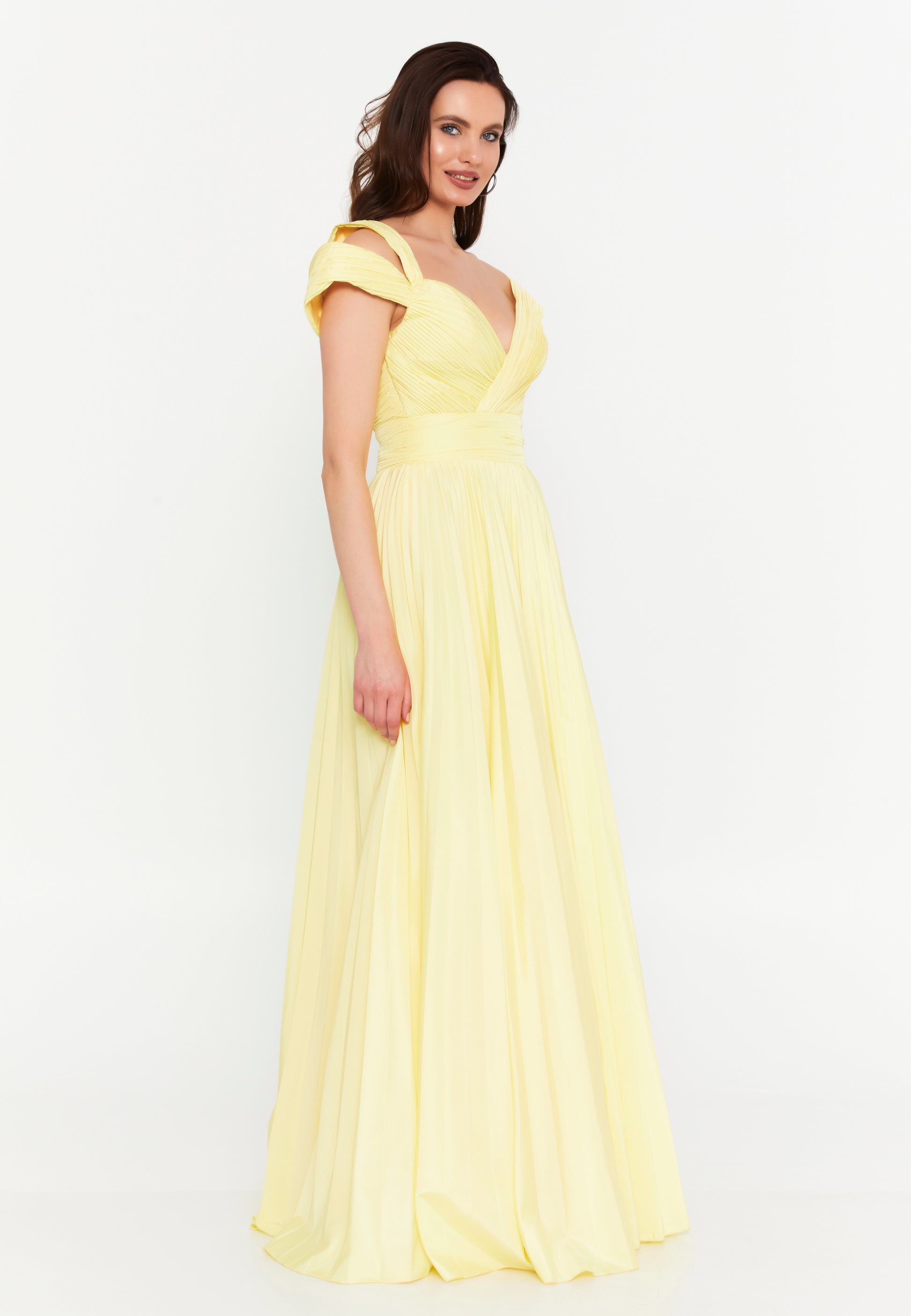 Sleeveless Maxi Polyester A - Line Regular Prom Dress aln1845 - Prom Dress - Istanbul Fashion Center